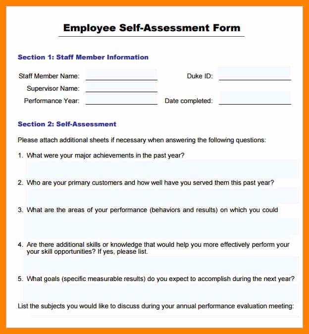 Employee Self assessment Template Awesome Annual Performance Review Employee Self Evaluation