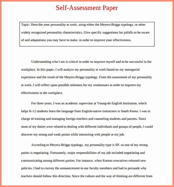 Employee Self assessment Template Inspirational Self Evaluation Examples
