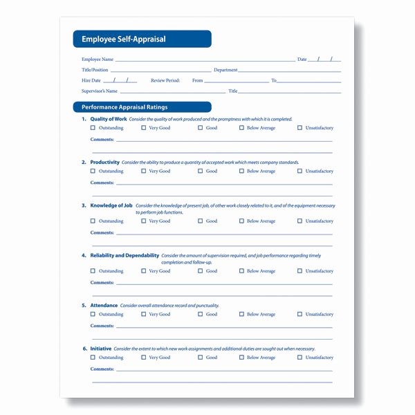 Employee Self Evaluation Template Inspirational Employee Self Appraisal form In Downloadable format