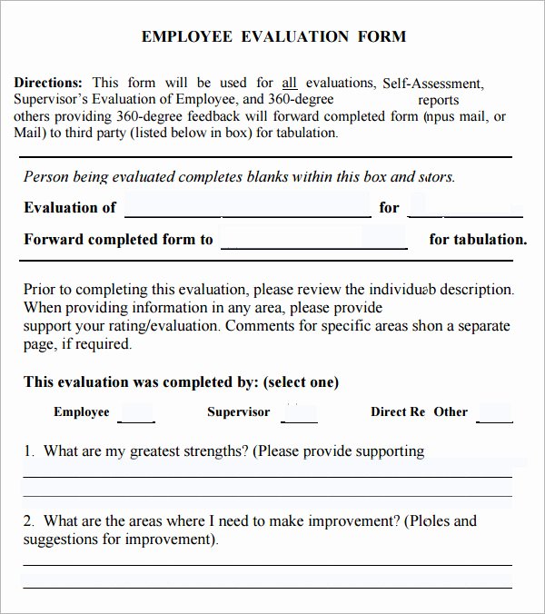 Employee Self Evaluation Template Lovely 41 Sample Employee Evaluation forms to Download