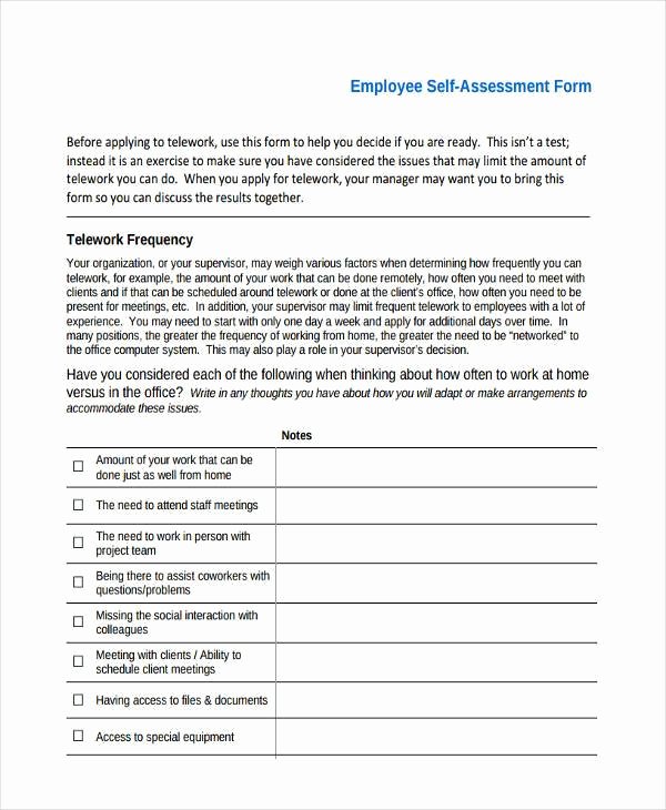 Employee Self Evaluation Template Luxury Self assessment Sample forms 22 Free Documents In Word Pdf