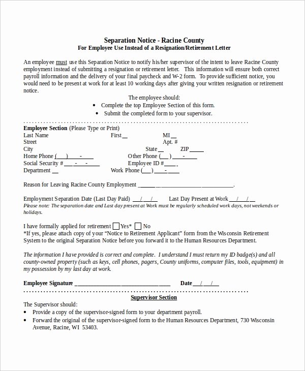 Employee Separation form Template Beautiful 14 Separation Notice Templates Google Docs Ms Word