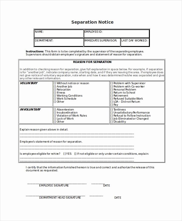 Employee Separation form Template Beautiful 14 Separation Notice Templates Google Docs Ms Word