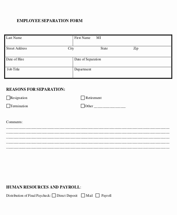 Employee Separation form Template Inspirational 5 Employment Separation form Templates Pdf Word