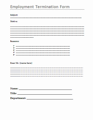 Employee Termination form Template Fresh form Templates