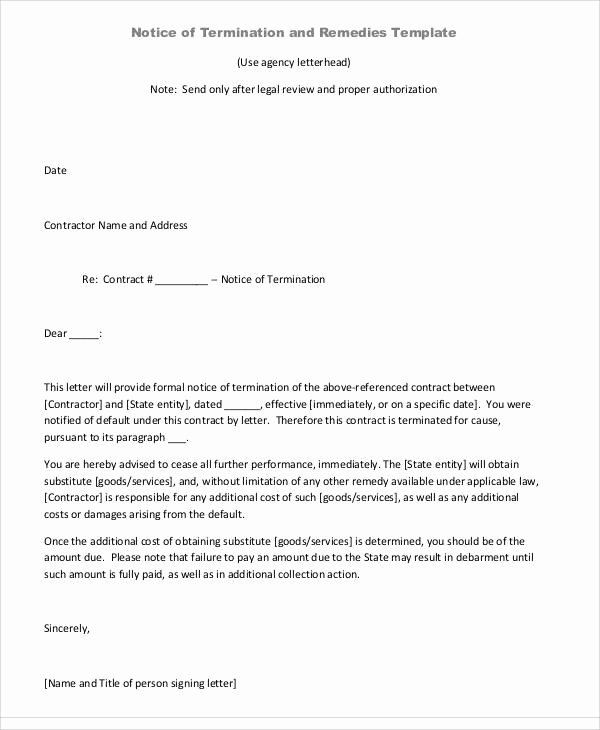 Employee Termination form Template Lovely End Contract Letter to Employer Image Collections