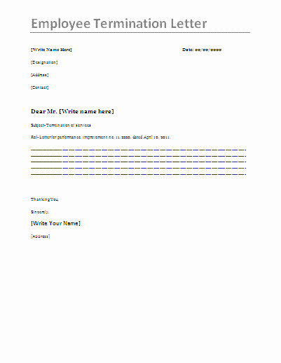 Employee Termination form Template Luxury Printable Sample Letter Termination form