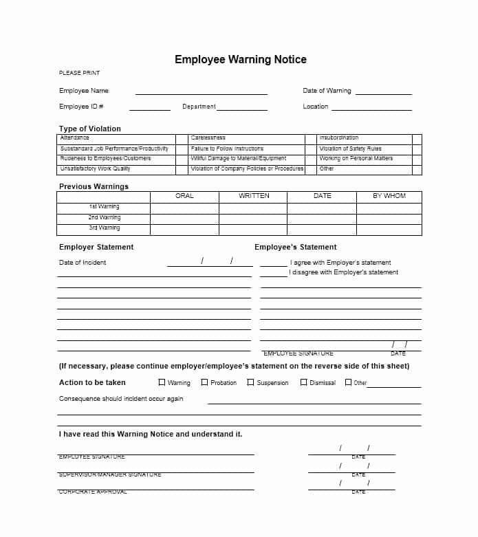 Employee Written Warning Template Elegant Employee Warning Notice Download 56 Free Templates &amp; forms
