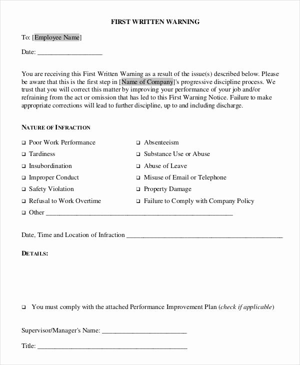Employee Written Warning Template Unique First Warning Letter Templates 14 Free Word Pdf format