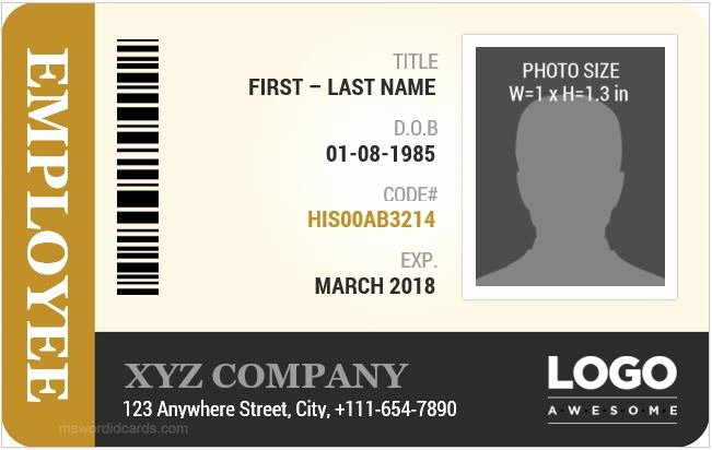 Employees Id Card Template Luxury Employee Id Card Templates