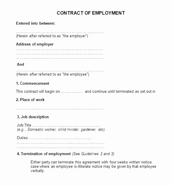 Employment Contract Template Word Awesome Work Contract Template Small Business Employee Free