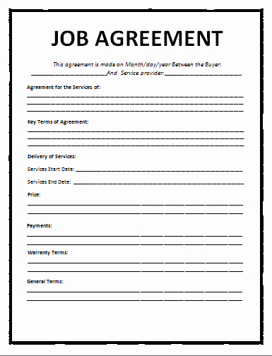 Employment Contract Template Word Fresh Job Agreement Template