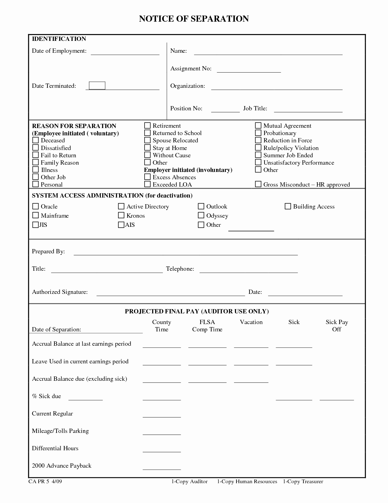 Employment Separation form Template Inspirational 9 Best Of Employee Separation Notice Template
