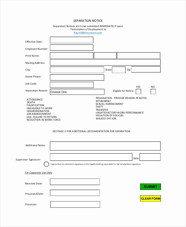 Employment Separation form Template Lovely 14 Separation Notice Templates Google Docs Ms Word