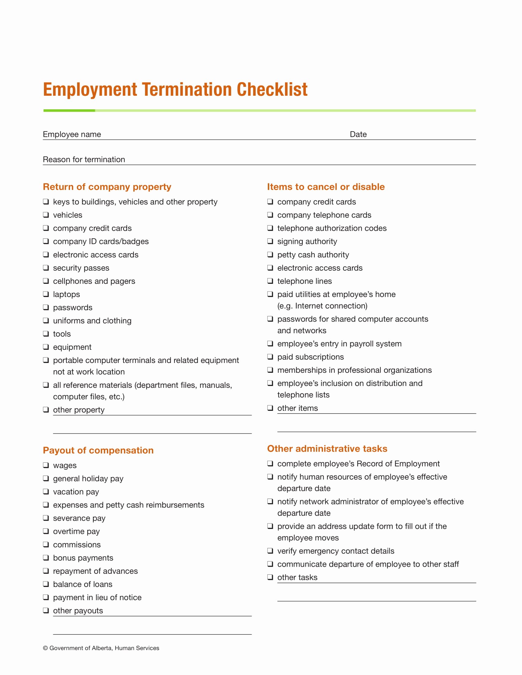 Employment Termination Checklist Template Awesome 9 Termination Checklist Examples Pdf
