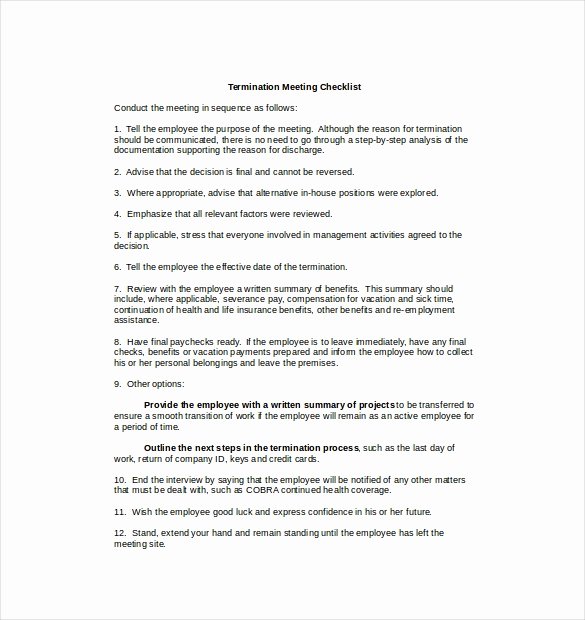 Employment Termination Checklist Template Lovely Termination Checklist Template – 12 Free Word Excel Pdf