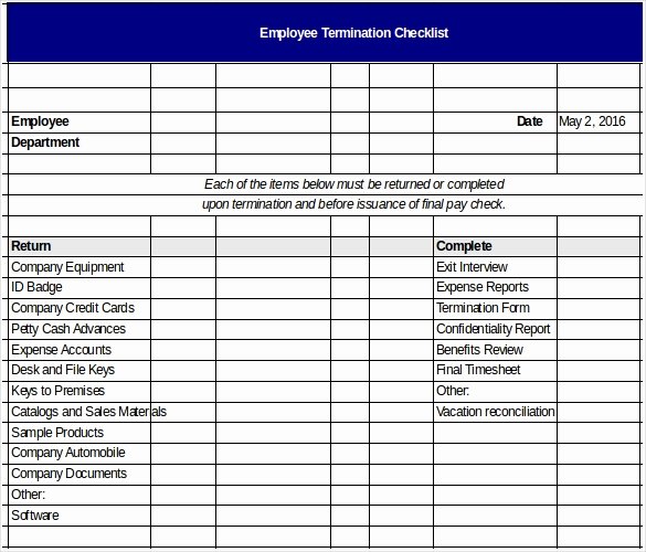 Employment Termination Checklist Template Unique Termination Checklist Template 19 Free Word Excel Pdf