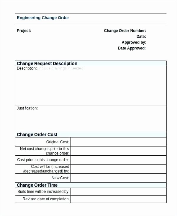 Engineering Change order Template New Construction Change order form Expert Sample forms with
