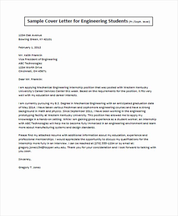 Engineering Covering Letter Template Fresh Job Application Letter for Engineer 11 Free Word Pdf