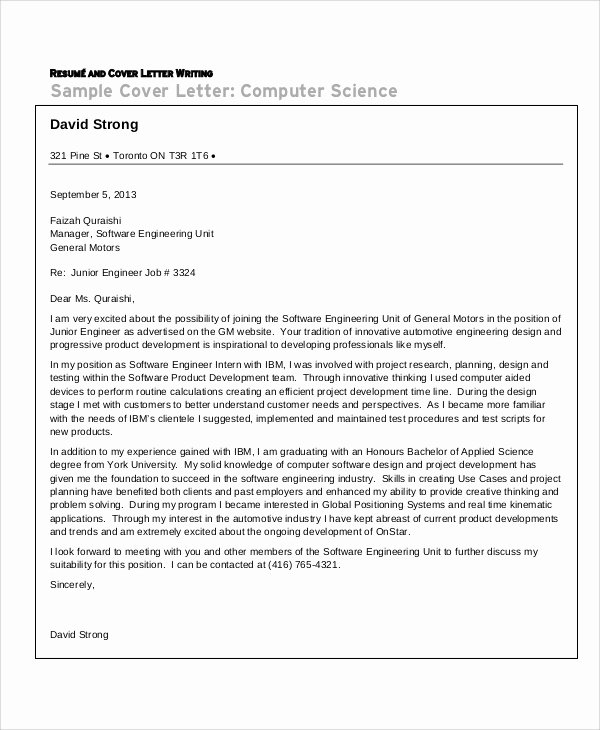 Engineering Covering Letter Template New 7 Sample Engineering Cover Letters