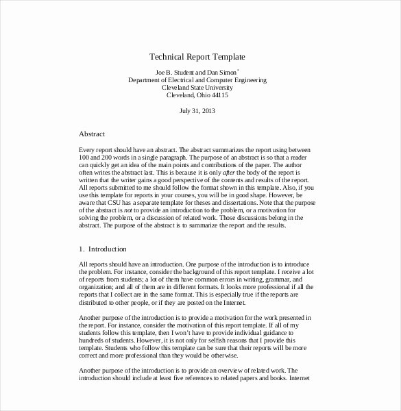 Engineering Technical Report Template Elegant 8 Technical Report Templates Doc Pdf