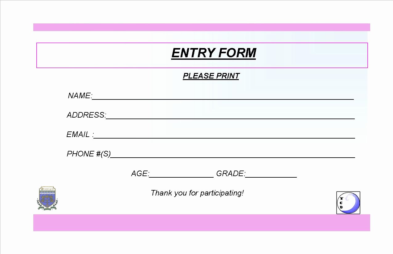 Entry form Template Word Fresh Raffle Entry form Template Templates Data
