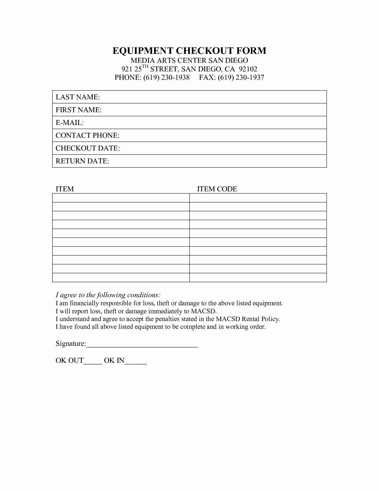 Equipment Checkout form Template Best Of Best S Of Check Out form Template Jail Equipment
