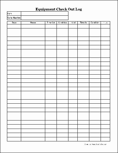 Equipment Checkout form Template Best Of Equipment Log Out Sheet
