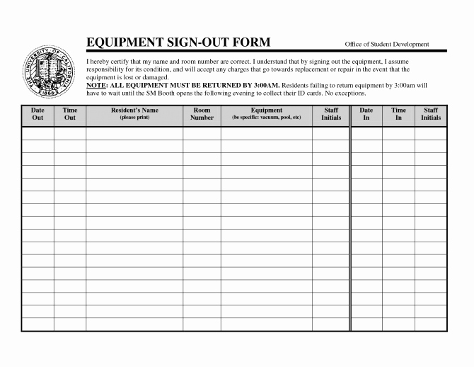 Equipment Checkout form Template New Sheet Inventory Sign Out Template Free Download In Sample