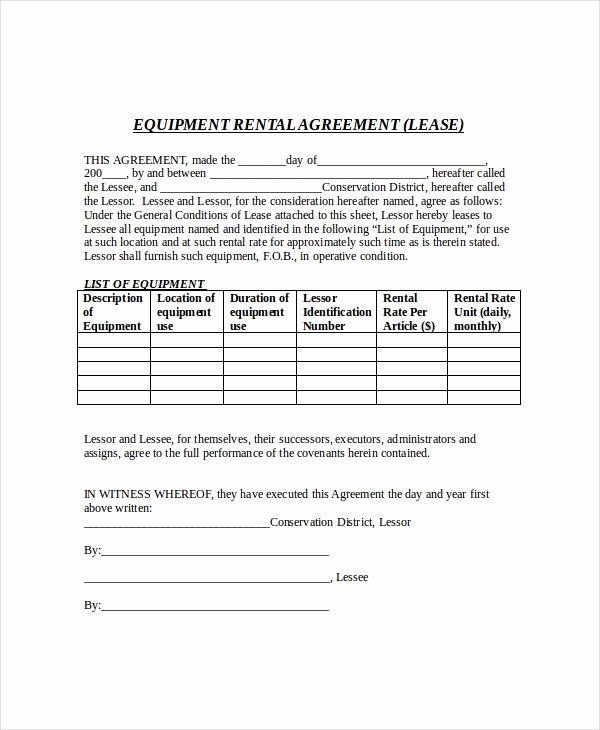 Equipment Lease Agreement Template Awesome 20 Free Lease Agreement Templates Word Pdf