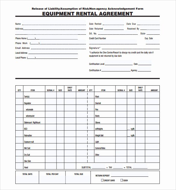 Equipment Lease Agreement Template Best Of 14 Equipment Rental Agreement Templates