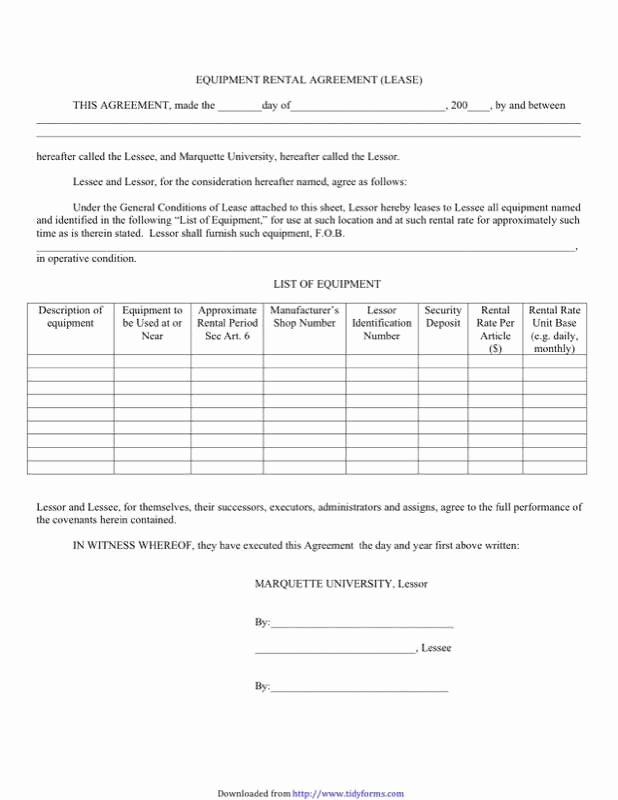 Equipment Lease Agreement Template Best Of 35 Clean Heavy Equipment Rental Agreement forms Free so