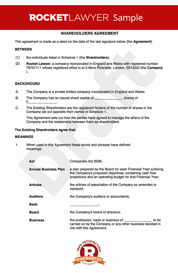 Equity Share Agreement Template Beautiful Free Holders Agreement Template Uk