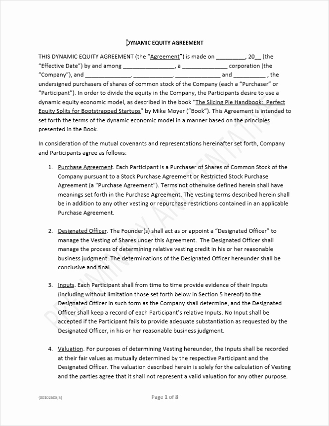 Equity Share Agreement Template Unique Business Equity Agreement Template and 2017 Business