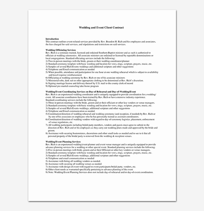 Event Planner Contract Template Awesome event Contract Template 19 Samples Examples In Word