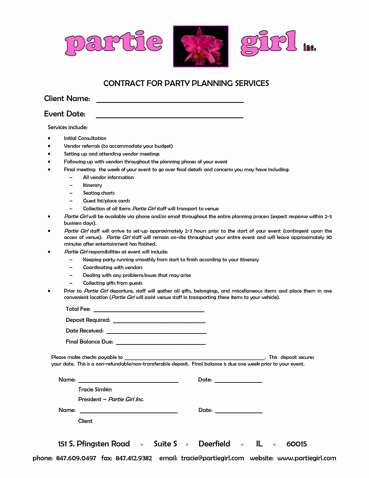 Event Planner Contract Template Awesome Party Planner Contract Template Google Search