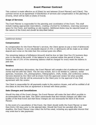 Event Planner Contract Template New 32 Sample Contract Templates In Microsoft Word