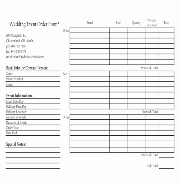 Event Planning form Template Luxury 13 event order Templates – Free Sample Example format