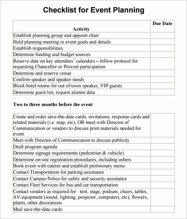 Event Planning Guide Template Fresh event Planning Checklist Template