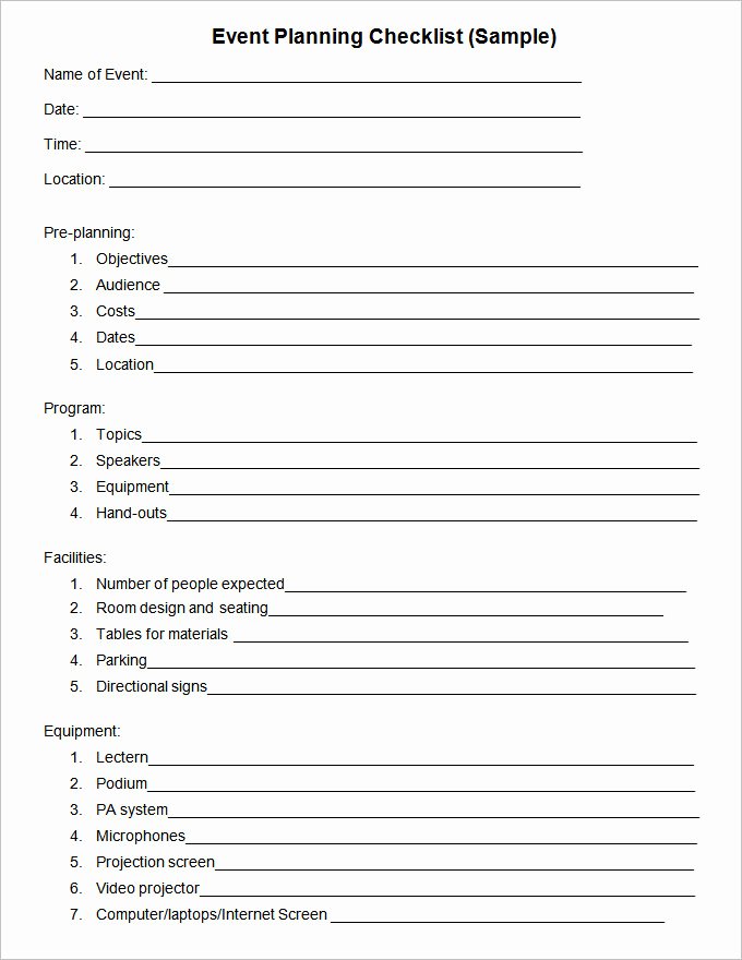 Event Planning Questionnaire Template Awesome 18 event Checklist Templates Pdf Doc