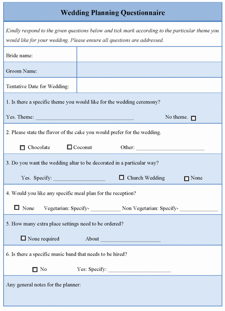 Event Planning Questionnaire Template Fresh Wedding Graphy Questionnaire Template