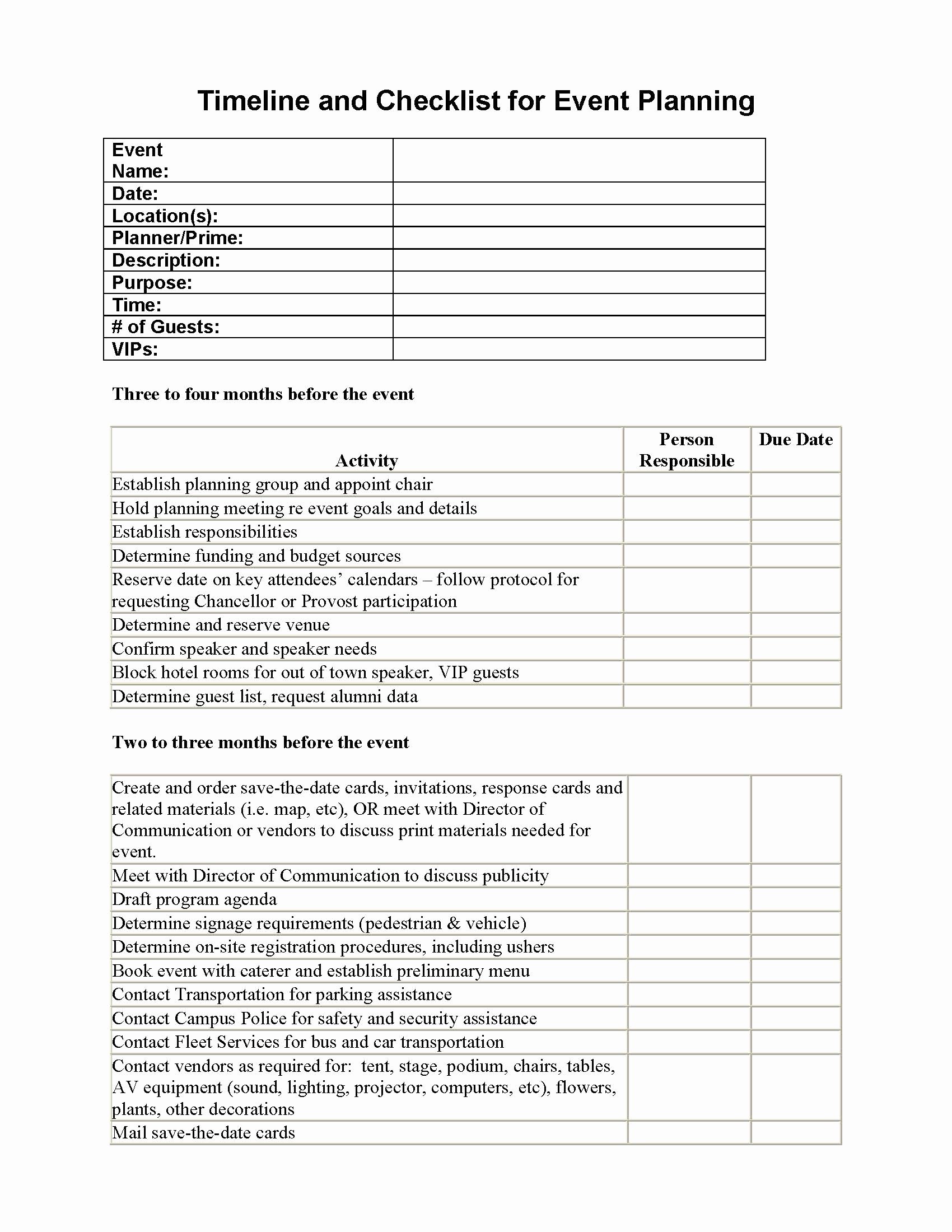 Event Planning Template Pdf Fresh event Planning Timeline and Checklist Template Pdf