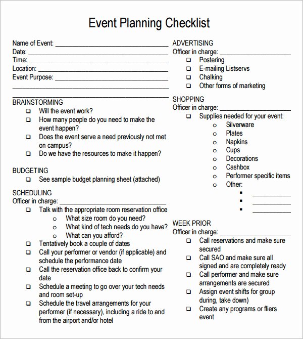 Event Planning Template Pdf Lovely event Planning Checklist 7 Free Download for Pdf