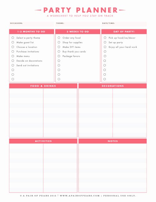 Event Planning Worksheet Template Lovely 7 Best Of Menu Planning Printable Wedding Worksheet