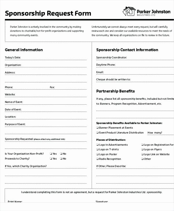 Event Sponsorship form Template Best Of event forms Fundraising form Templates Sponsorship