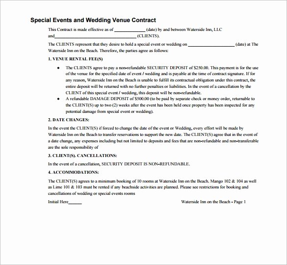 Event Venue Contract Template New 20 Wedding Contract Templates to Download