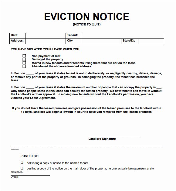 Eviction Notice Template Florida Elegant 8 Notice to Vacate Samples Google Docs Ms Word Apple