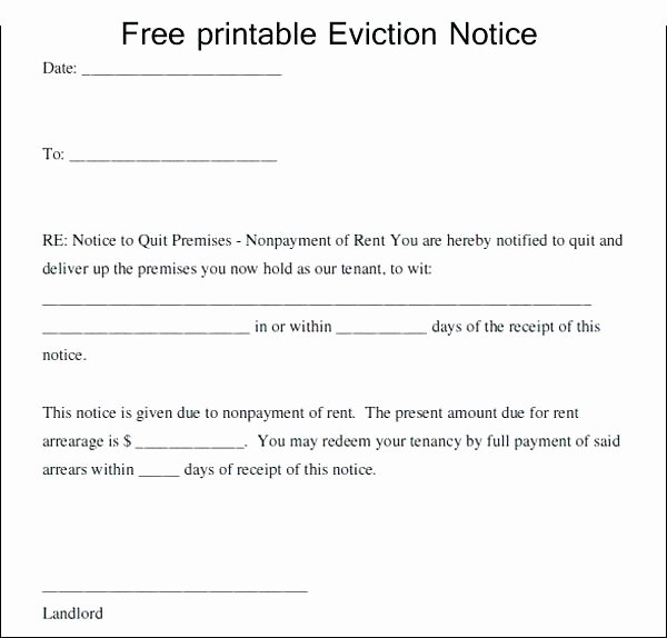 Eviction Notice Template Florida Unique Example Notice to Quit Eviction Notice Template