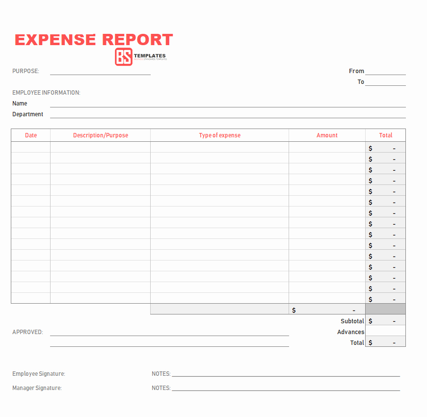 Excel Expense Report Template Fresh 10 Expense Report Template Monthly Weekly Printable