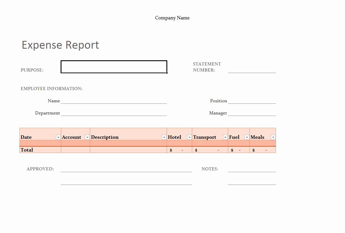 Excel Expense Report Template New Excel Expense Report Template